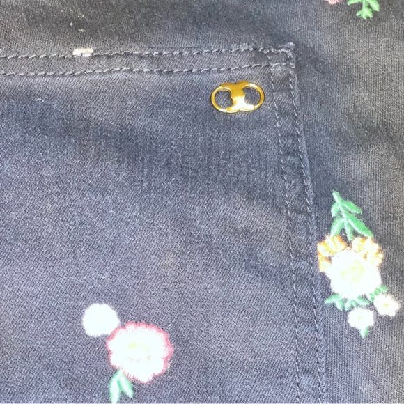 Tory Burch Brindle Black Floral Embroidered Jeans - Picture 5 of 8